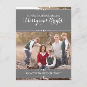 Grey Simply Chic Holiday Photo Postcard