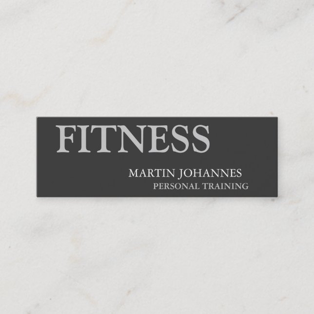 Grey Skinny Slim Personal Trainer Business Card (Front)