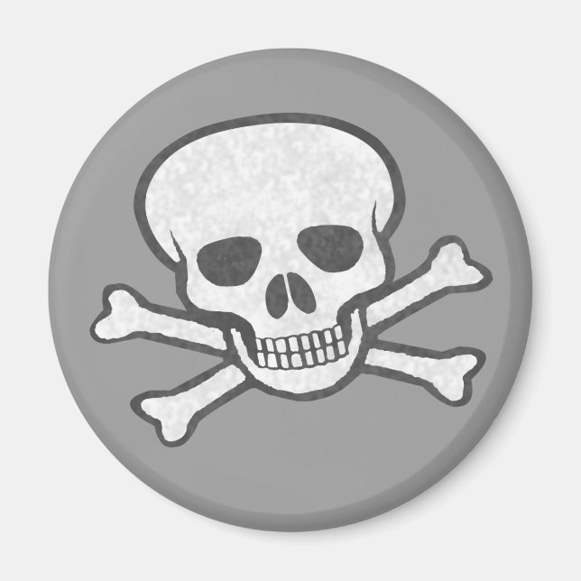 Grey Skull & Crossbones Magnet (Front)