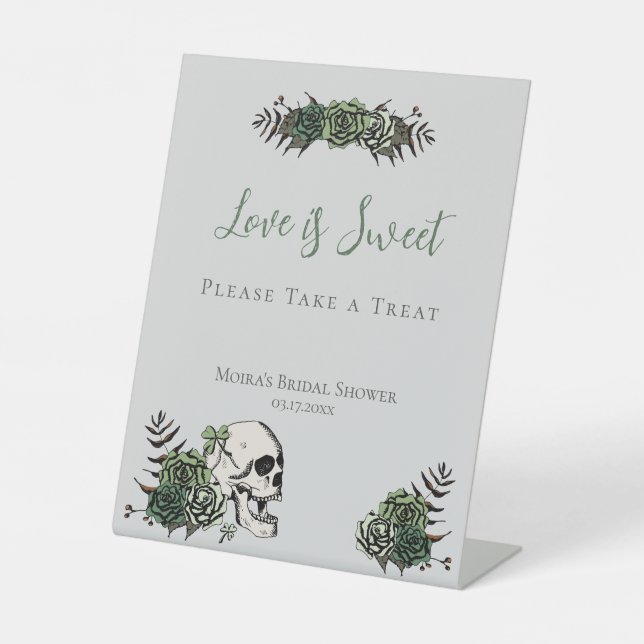 Grey Skull Roses Irish Wedding Shower Favours Sign (Front)