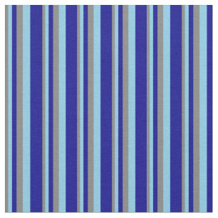 Grey, Sky Blue, and Dark Blue Striped Pattern Fabric
