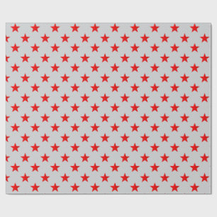 Grey Sky Bright Red Stars Wrapping Paper