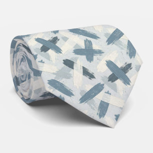 Grey Slate Blue Abstract Brush Strokes Ocean Colou Tie