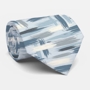 Grey Slate Blue Abstract Brush Strokes Ocean Colou Tie