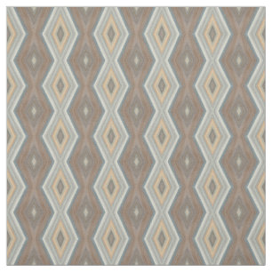 Grey Slate Blue Beige Brown Funky Argyle Pattern Fabric