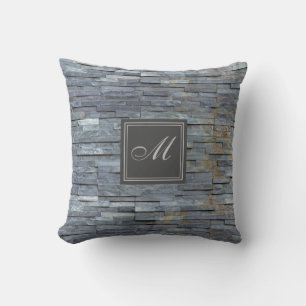 Grey Slate Monogram Cushion