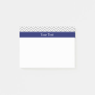 Grey SLg Chevron Navy Name Monogram Post-it Notes