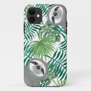 Grey Sloths Peeking through Jungle Background Case-Mate iPhone Case