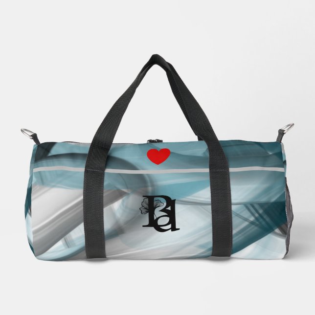 Grey Small Gym Bag Trend Abstract Blue Ocean  (Front)