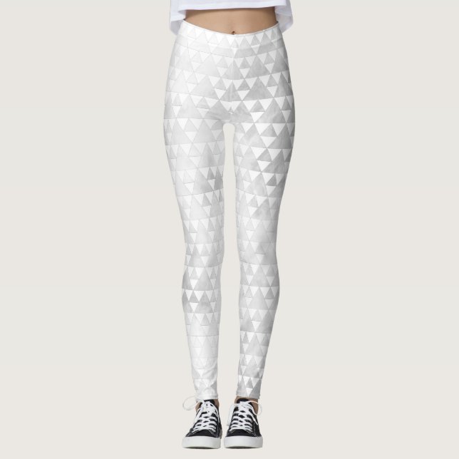 Grey Smoked Marble Chequered Triangles Leggings (Front)