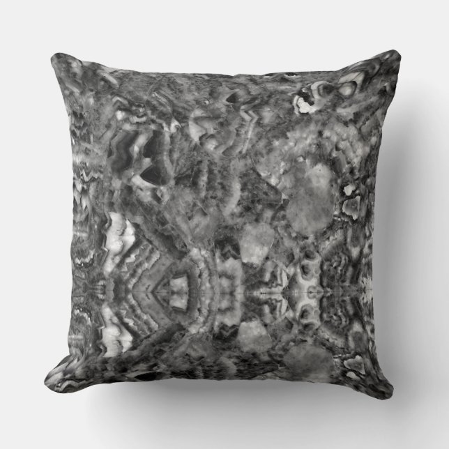 Grey Smoky Quartz,  black white grey pattern  Cushion (Front)
