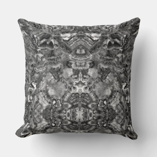 Grey Smoky Quartz,  black white grey pattern  Cushion (Front)