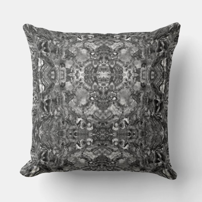 Grey Smoky Quartz,  black white grey pattern  Cushion (Front)