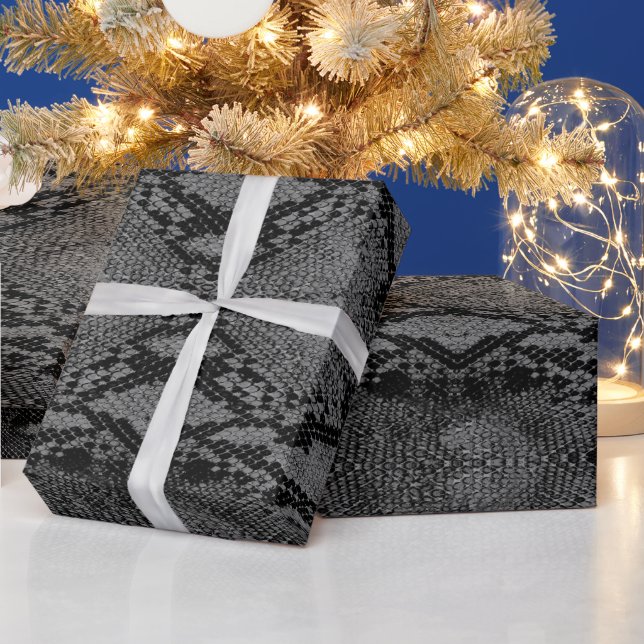 Grey Snake Skin Print Wrapping Paper (Holidays)