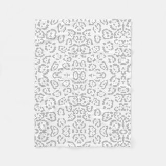 Grey Snow Leopard Cat Animal Print Fleece Blanket