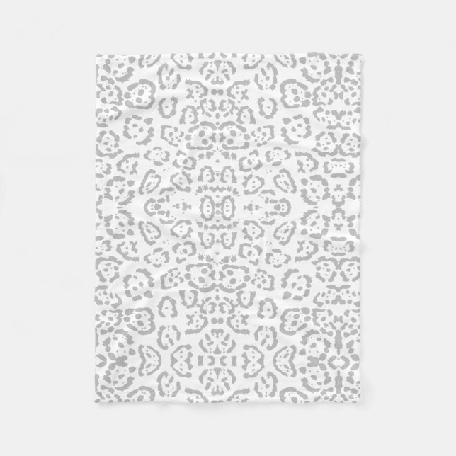 Grey Snow Leopard Cat Animal Print Fleece Blanket (Front)