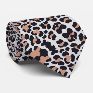 Grey  Snow Leopard  Print Pattern Tie