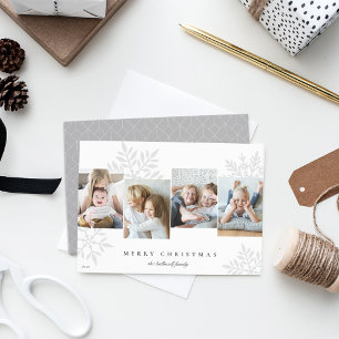 Grey   Snowdrop 4 Photo Collage Holiday Card