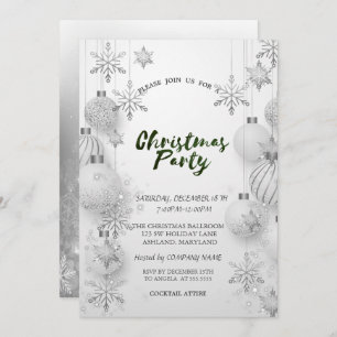 Grey Snowflakes,Balls Christmas Company Party Invitation