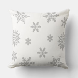 Grey Snowflakes Falling Cushion
