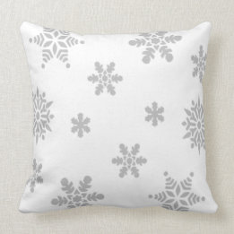 Grey Snowflakes Falling Cushion