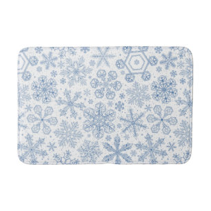 Grey Snowflakes on off white Bath Mat