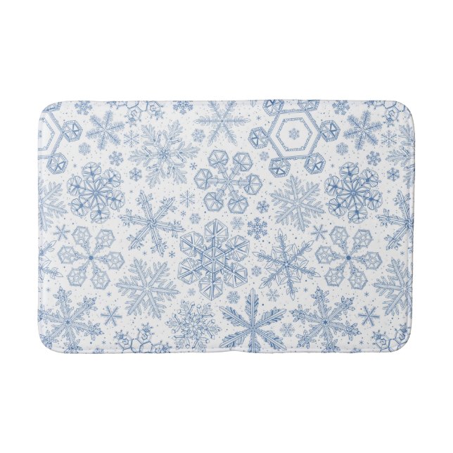Grey Snowflakes on off white Bath Mat (Front)