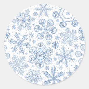 Grey Snowflakes on off white Classic Round Sticker