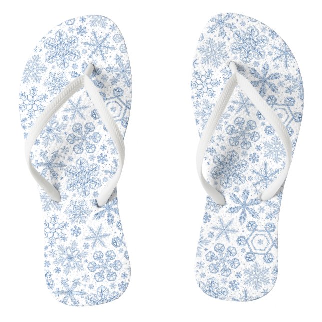 Grey Snowflakes on off white Jandals (Footbed)
