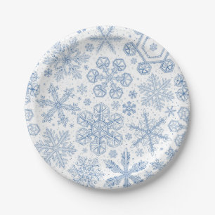 Grey Snowflakes on off white Paper Plate