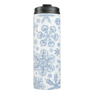 Grey Snowflakes on off white Thermal Tumbler