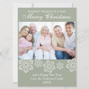 Grey Snowflakes Photo - 6.5x9 Christmas Card