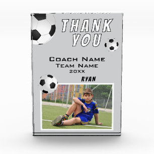 Grey Soccer Football Ball Sports Coach Thank you Photo Block