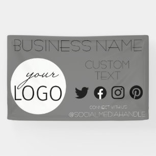 Grey Social Media Business Logo Promotional Banner