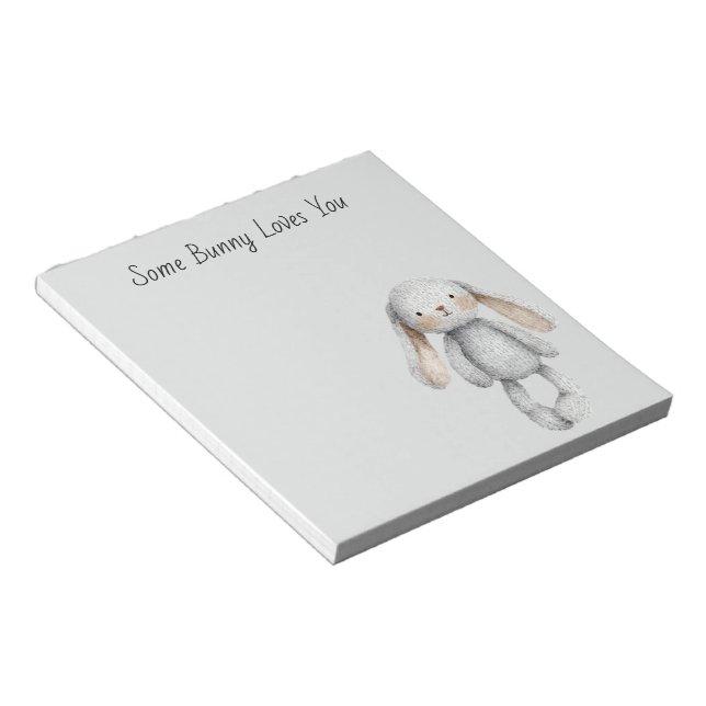 Grey Some Bunny Loves You Notepad (Angled)