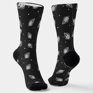 Grey space rocket socks