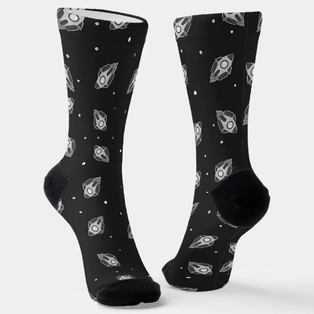 Grey space rocket socks (Angled)