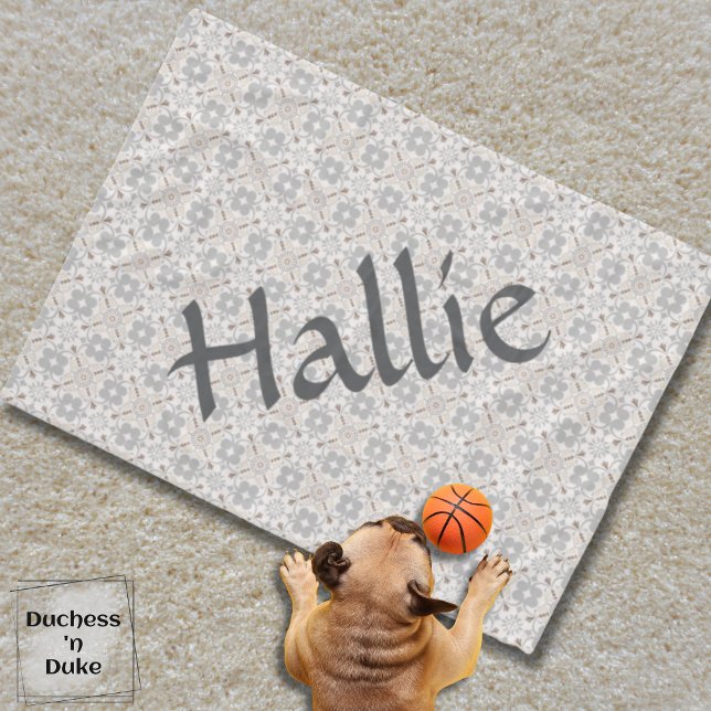 Grey Spanish Tile Personalised Dog Blanket  (Dog Blanket - Gray Spanish Tile Personalized)