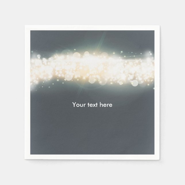 Grey Sparkle Lights Sky Blast Wedding Napkins (Front)