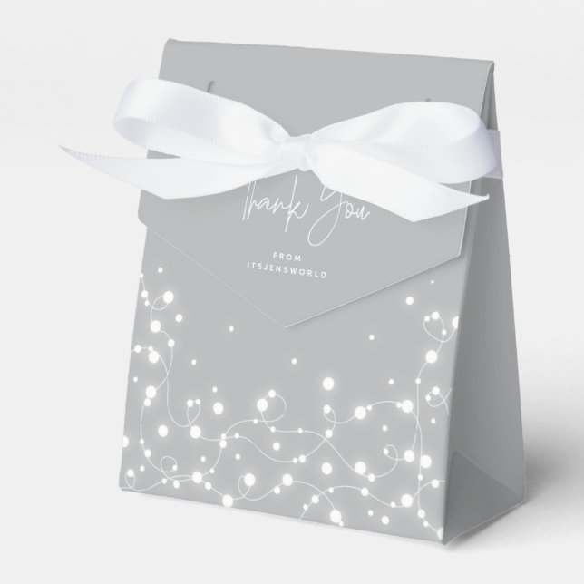 Grey Sparkling Lights Thank You Favour Box (Front Side)