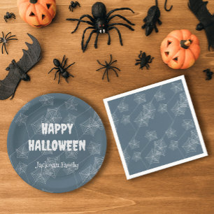 Grey spider web, Halloween party Napkin