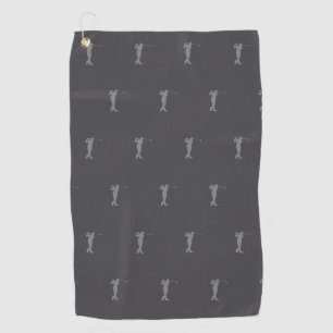 Grey Sports Golfer Silhouette Golf Towel