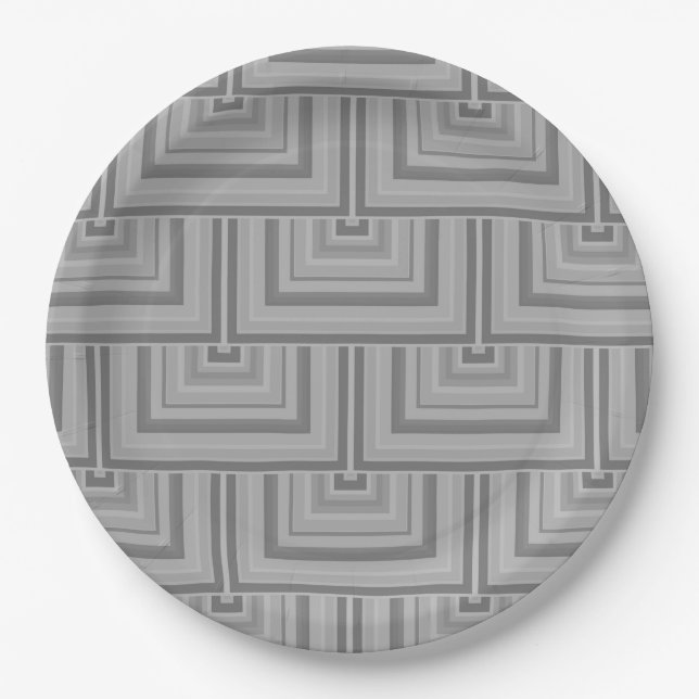 Grey square scales paper plate (Front)