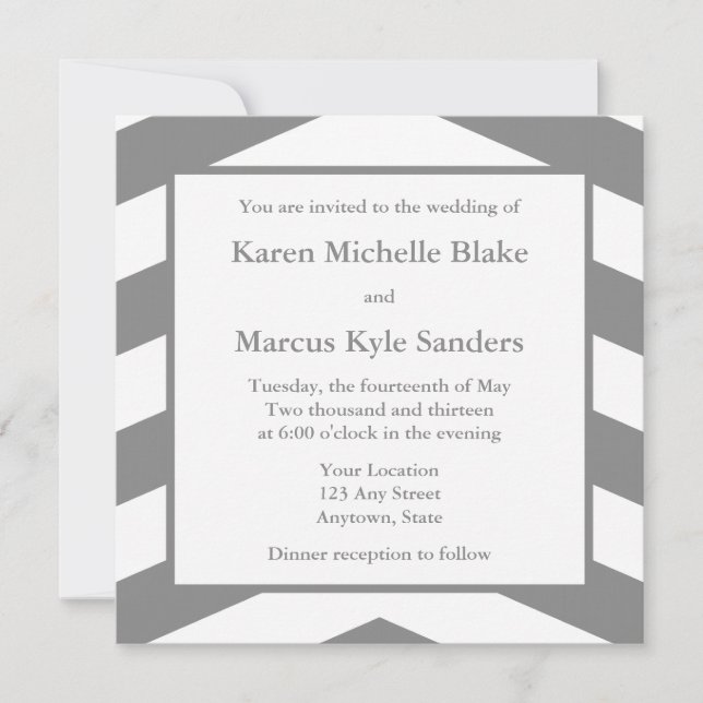 Grey Square Wedding Invitations or Announcements (Front)