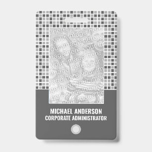 Grey Squares Pattern ID Badge
