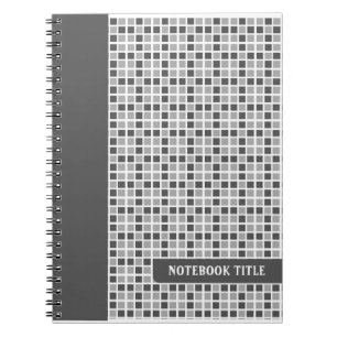 Grey Squares Pattern Spiral Notebook