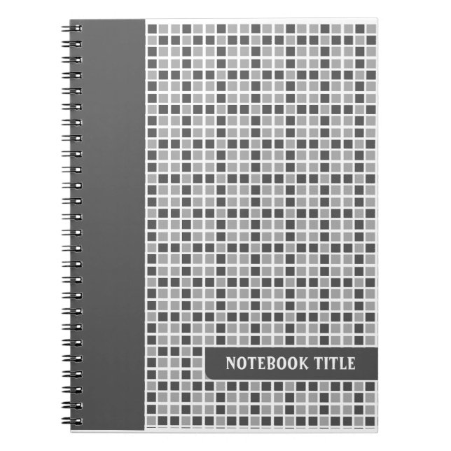 Grey Squares Pattern Spiral Notebook (Front)
