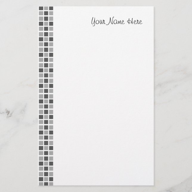 Grey Squares Pattern Stationery (Front)