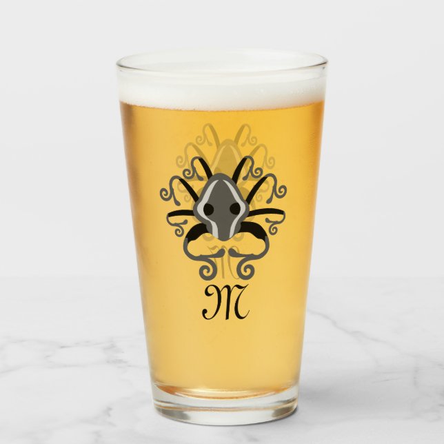 Grey Squid Monogram Glass (Front Filled)
