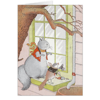 Grey Squirrel & Bird Looking in the Window